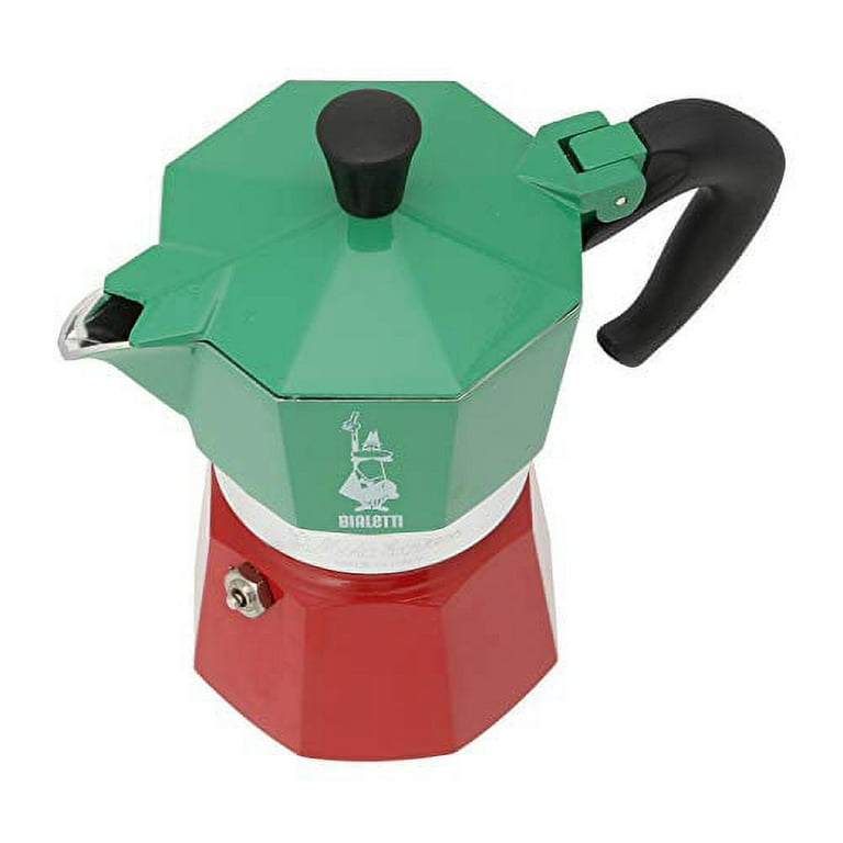 Cibo 3-Cup Espresso Moka Stove Top Coffee Maker Green w/White Red Speckles  NEW