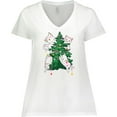 thumbnail image 3 of Inktastic Kawaii Cats Christmas Tree Women's Plus Size V-Neck T-Shirt, 3 of 5