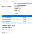 thumbnail image 2 of Front Shock Absorber - Compatible with 1983 - 2004 Chevy S10 1984 1985 1986 1987 1988 1989 1990 1991 1992 1993 1994 1995 1996 1997 1998 1999 2000 2001 2002 2003, 2 of 2