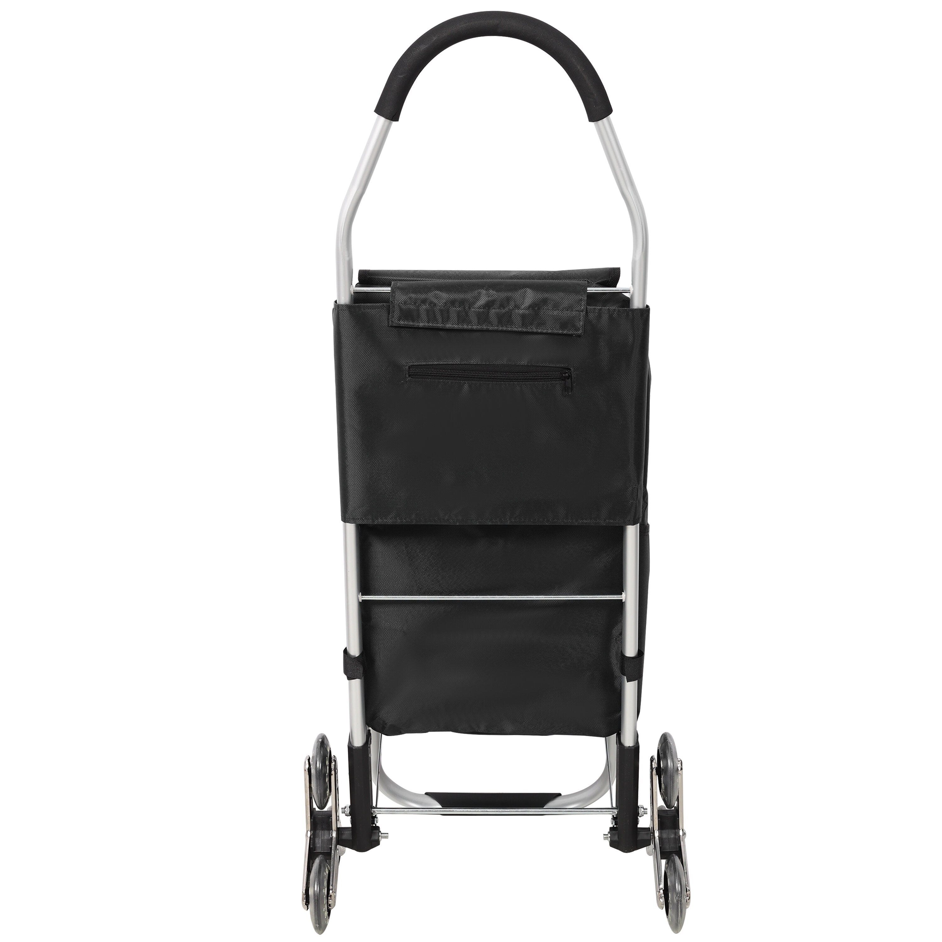 , Shopping Stair Trolley with Wheels,Trolley Black Foldable Shopping Cart,Removable Shopping OxWaterproof Bag,Stainless Steel Triangular Wheels, Black, Black ,Aluminium ,