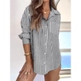 thumbnail image 4 of SOMER Striped Button Down Shirts for Women Dress Shirts Long Sleeve Shirts Casual Collared Office Work Shirt with Pocket, 4 of 8