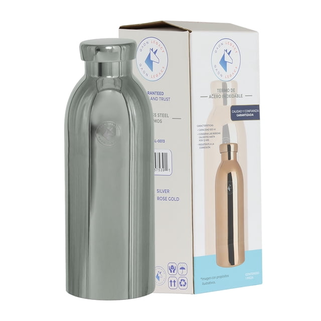 Termo para Cafe y agua Gaon de acero inoxidable 500ml con tapa Hermética plateado
