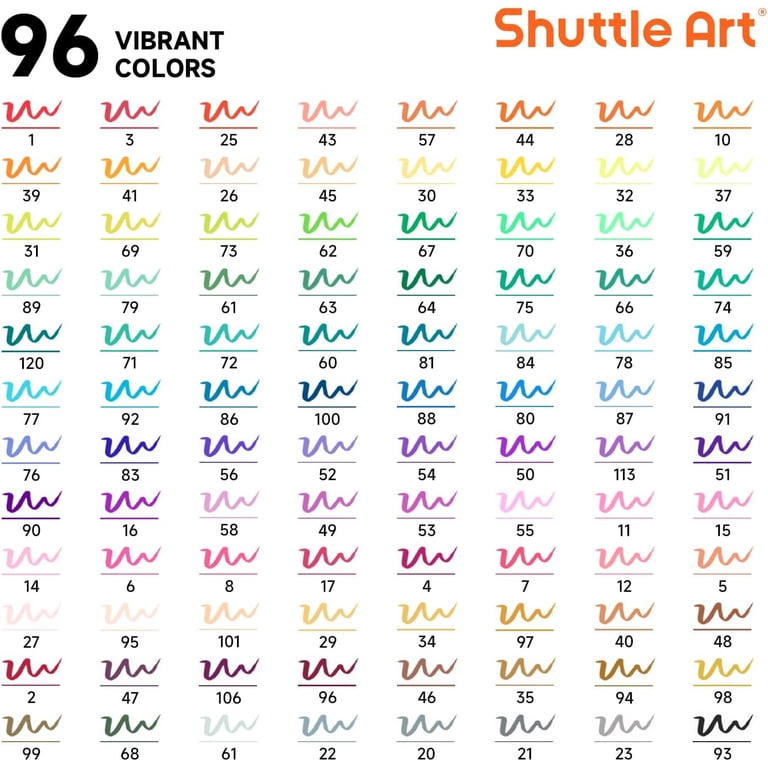 Shuttle Art Dual Tip Brush Pen Set with 96 Vibrant Colors, Pen