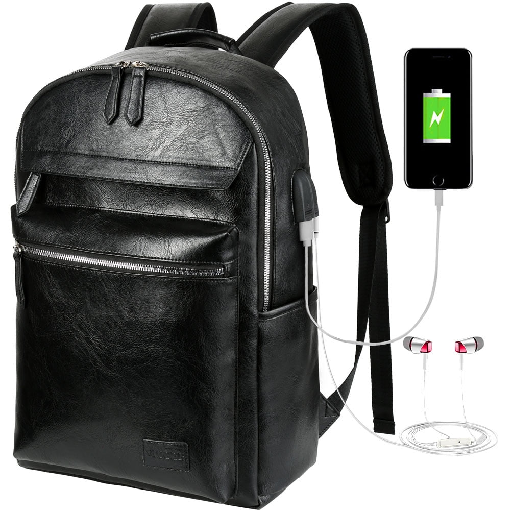 Leather Backpack American Flag Art School College Bookbag Travel Office Bag Laptop Backpack for Women Men 