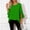 Green, variant on Women Blouse Round Neck Side Slit Double Ruffle Three Quarter Sleeve Loose Irregular Front Short Back Long Hem Casual Top White XL