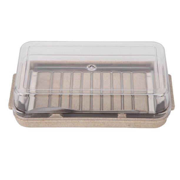 Plato de queso, cortador de mantequilla de acero inoxidable Caja de mantequilla Caja de almacenamiento de queso Ultra sensible