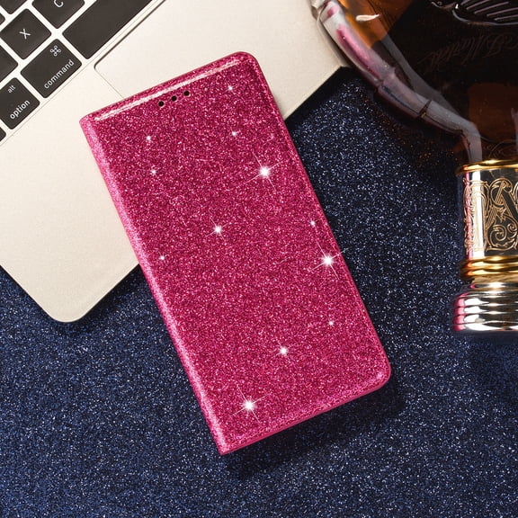 Decase Bling Case For Samsung Galaxy S24 Plus,Fashionable PU Leather Magnetic Flip Wallet Cover Ultra Slim Scratch-resistant Phone Shell for Galaxy S24 Plus (2024 Release),Rose