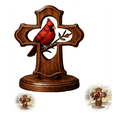 thumbnail image 7 of 1Pc Handcrafted Cardinal Cross Ornament, Wooden Memorial Gift with Crimson Cardinal Branch Design for Bereavement Sympathy, Cardinal Gift Religious Faith Home Decor, 7 of 7