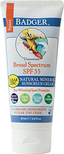 Badger SPF 35 Clear Zinc Sport Sunscreen Cream, Unscented 2.9oz each