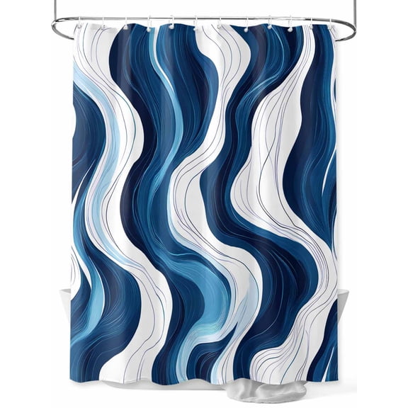 Shower Curtain Waterproof for Bathroom 72x84 Inch, Blue Lines Bath Curtain for Bath Stalls and Tub Abstract Art Liquid Decorative Shower Curtains with Hooks