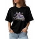 thumbnail image 4 of Women's T-Shirt,Short Sleeve Tee Shirt Casual Tops Purple Flowers Book Crewneck T Shirts for Women, 4 of 7