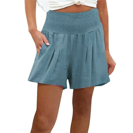 

Cuffed Jean Shorts for Women Womens Maternity Leggings Short Womens Ladies Casual Lace Short Sleeve Shirt Pullover Tops Blouse Womens Casual Summer Smocked Elastic Waist Comfy Detail Beach Shorts