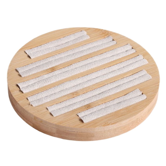 Bandeja para anillos, organizador de almacenamiento de joyas, caja de soporte redonda, pendiente de madera, regalo, de boda, tienda plana Ropa, zapatos y accesorios Miscelánea lana de arroz Minnieouse AP015709-03