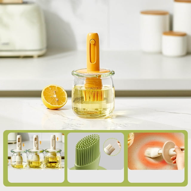 Glass Oil Bottle with Brush for Cooking Baking and Barbecue Drizzling and Basting High Temperature Storage Bottle Product Classification Kitchen Product Title