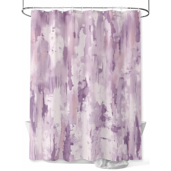 Pink Abstract Stall Shower Curtain, Waterproof Shower Curtains for Bathroom, Modern Oil Painted Art Contemporary Washable Fabric Cloth Bath Curtain for Bathtub Decoration with Hooks 36x72 Inches