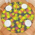 thumbnail image 2 of Round Tablecloth with Elastic Edge, Waterproof Vinyl Featuring Marijuana Leaf and Minimalist Cannabis Designs, Backed Non-Slip Table Cover Fits 44-50 Inch Round Tables, 2 of 7