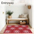 thumbnail image 3 of ODIKA 6'x9' Machine Washable Non-Slip Area Rug, Festive Snowflake Holiday With Elegant Swirl High Traffic Rug, Red, 616816, 3 of 7