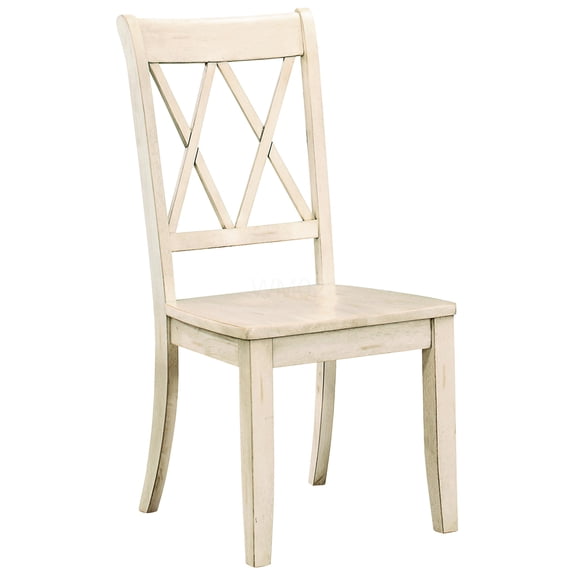 Set of 2 White Double X-Back Side Chairs, Transitional Dining Chairs with Wood Frame for Kitchen and Dining Room