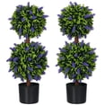 thumbnail image 1 of HOMCOM 2.3ft Set of 2 Potted Artificial Plant Ball Tree w/ Lavender Flowers, 1 of 10