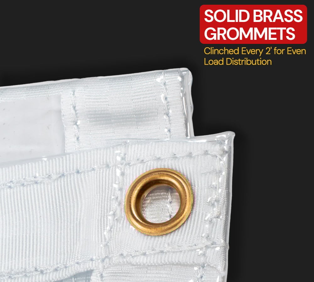 thumbnail image 5 of 2 Pack 6' x 12' Clear Vinyl Tarp – 24 MIL Thick Heavy-Duty Waterproof Vinyl Tarpaulin with Grommets, UV & Fire Retardant – Cold Weather Resistant Cover for Outdoor, 5 of 13