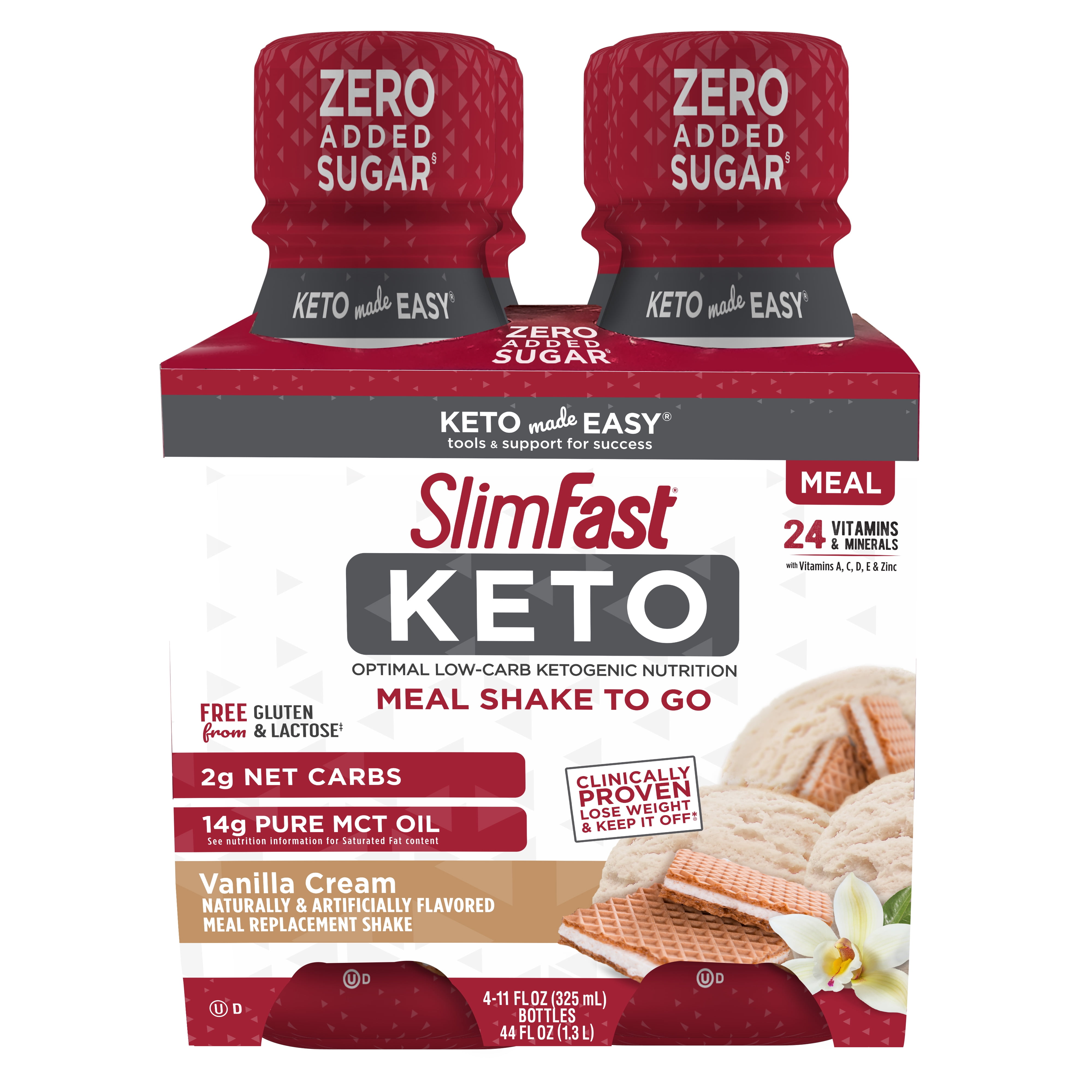 SlimFast Keto Meal Shake To Go, Vanilla, 11 fl. Oz., 4 Count