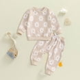 thumbnail image 2 of XZNPDUCQ 0-6 Months Toddler Baby Girl Clothes Outfit Ruffle Sleeve Shirt Pant Set Fall Clothing for Girl Dailywear & Loungewear Outfits Set A86-Beige, 2 of 4