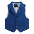 thumbnail image 2 of ZHOGXU Big Kids Boys Formal Vest With Pockets Sleeveless V Neck Buttons Solid Color Comfortable Stylish Coat For School Party Wear Blue 7-8 Years, 2 of 3