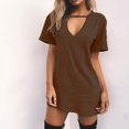 thumbnail image 1 of New Women Plain Stretchy Baggy Short Sleeve Ladies T-Shirt Mini Dress, 1 of 8
