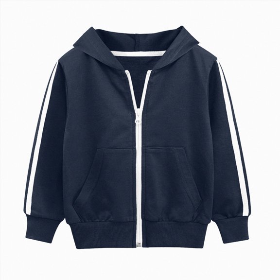 Xyant Boys Girls Zip Up Hoodies Teen Fleece Full-Zip Sweatshirts Jacket Toddler Kid Casual Fall Hoodie with Pocket (Dark Blue,5-6 Years)