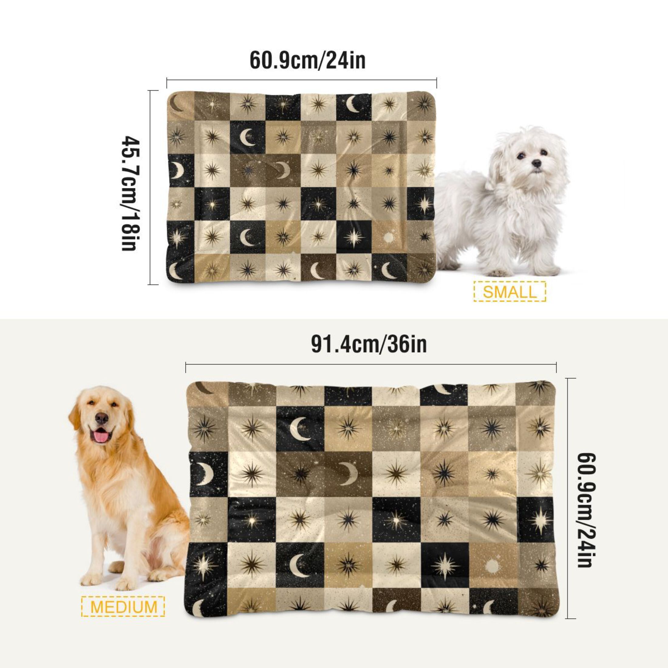 Cozy Mat Pet Bed Indoor Outdoor Warm Soft For Cat Dog Puppy(S/M) Moons Stars Checkered Squares