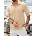 thumbnail image 6 of COOFANDY Long Sleeve Button Up Shirts for Men Athletic Fit Collared Shirt Soild Color No Tuck Soft Textured Casual Shirt, 6 of 9