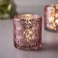 thumbnail image 6 of Efavormart 6 Pack Antique Rose Gold Mercury Glass Candle Holders, Votive Tealight Holders With Geometric Design for Wedding, Parties, Centerpieces Decorations, 6 of 11