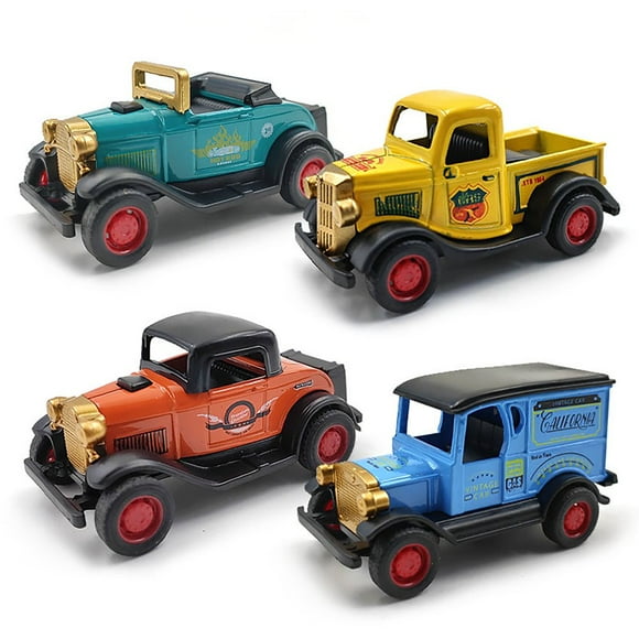 AMERTEER4Pcs Simulated Return Force Toys Mini Vehicles Toys for Kids Gift Car Lovers Collection (Vintage Vintage Car)