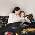 thumbnail image 4 of Manfei Boys Construction Truck Twin Bedding Sets 7-Piece, Tractor Machinery Bedding Comforter Set, Cartoon Vehicle Reversible Sheet Sets, Luxury Bedroom Decor, 4 of 7