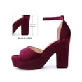 thumbnail image 2 of BLISSFUL STEP Platform Open Toe Chunky High Heels Sandals for Women Burgundy (Size 8.5), 2 of 7