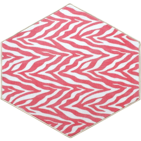 Animal Collection Custom Size Animal Print Area Rug for Living Room, Dining Room, Kitchen, Bedroom, Kids, Zebra Light Pink - 5' Hexagon