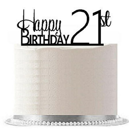 21st Birthday Cookies - Item#AE-124 Happy 21st Birthday Agemilestone Elegant Cake Topper