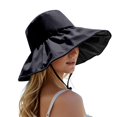 thumbnail image 2 of XINPING Women's Black Lined Sun Bucket Hat, Wide Brim UV Protection Beach Vacation Hat Breathable and Adjustable for Outdoor Travel Beach, Hiking & Pool, 2 of 4