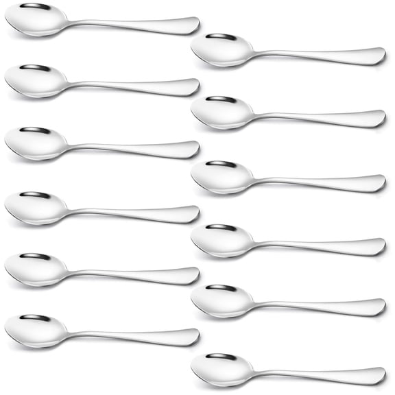 HYG Dinner Spoons 12 Piece Soup Spoons Set 6.7'' Stainless Steel Spoons Silverware Spoons for Home,Dishwasher Safe Mirror Polished
