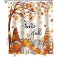 thumbnail image 2 of Fall Shower Curtain Autumn Gnome Pumpkin Thanksgiving Shower Curtains for Bathroom Hello Fall Maple Leaf Bath Curtains Sets with Hooks for Autumn Thanksgiving Seasonal Decor Fabric Standard 72" X 72", 2 of 6