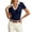 C-Navy462, variant on DHFJKG Women's Short Sleeve T Shirt Casual Summer Top Sexy Low Cut Slim Fit Color Block Turndown Collar Business Dressy Blouses Trendy Tops