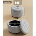 thumbnail image 3 of OSM Ottoman,Round Foot Rest Stool, Upholstered Large Ottoman Chair with Storage for Living Room & Bedroom, Decorative Home Furniture, Gray, 3 of 7