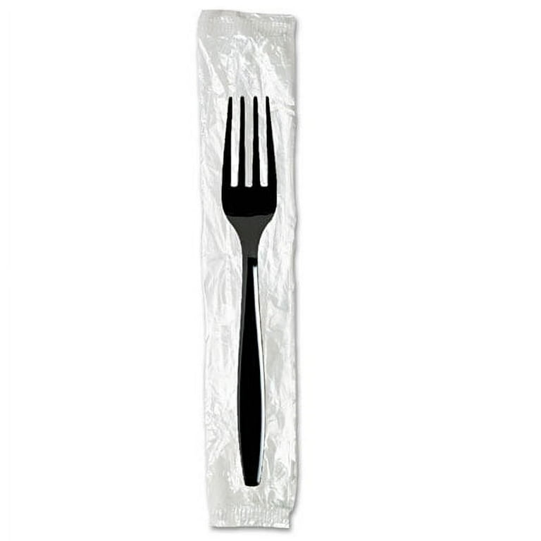 Individually Wrapped Heavyweight Forks, Polystyrene, Black, 1,000/Carton Individually Wrapped Heavyweight Forks, Polystyrene, Black, 1,000/Carton