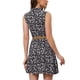 thumbnail image 3 of Vestido sin mangas de longitud a la rodilla con media abertura y cinturón para mujer, estampado floral, XL, negro, 3 of 5