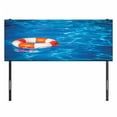 thumbnail image 3 of Coastal Headboard, in Crystal Clear Swimming Pool Summer Relaxing Vacation Sports Theme, Upholstered Decorative Metal Bed Headboard with Memory Foam, Full Size, Blue Orange White, by Ambesonne, 3 of 4