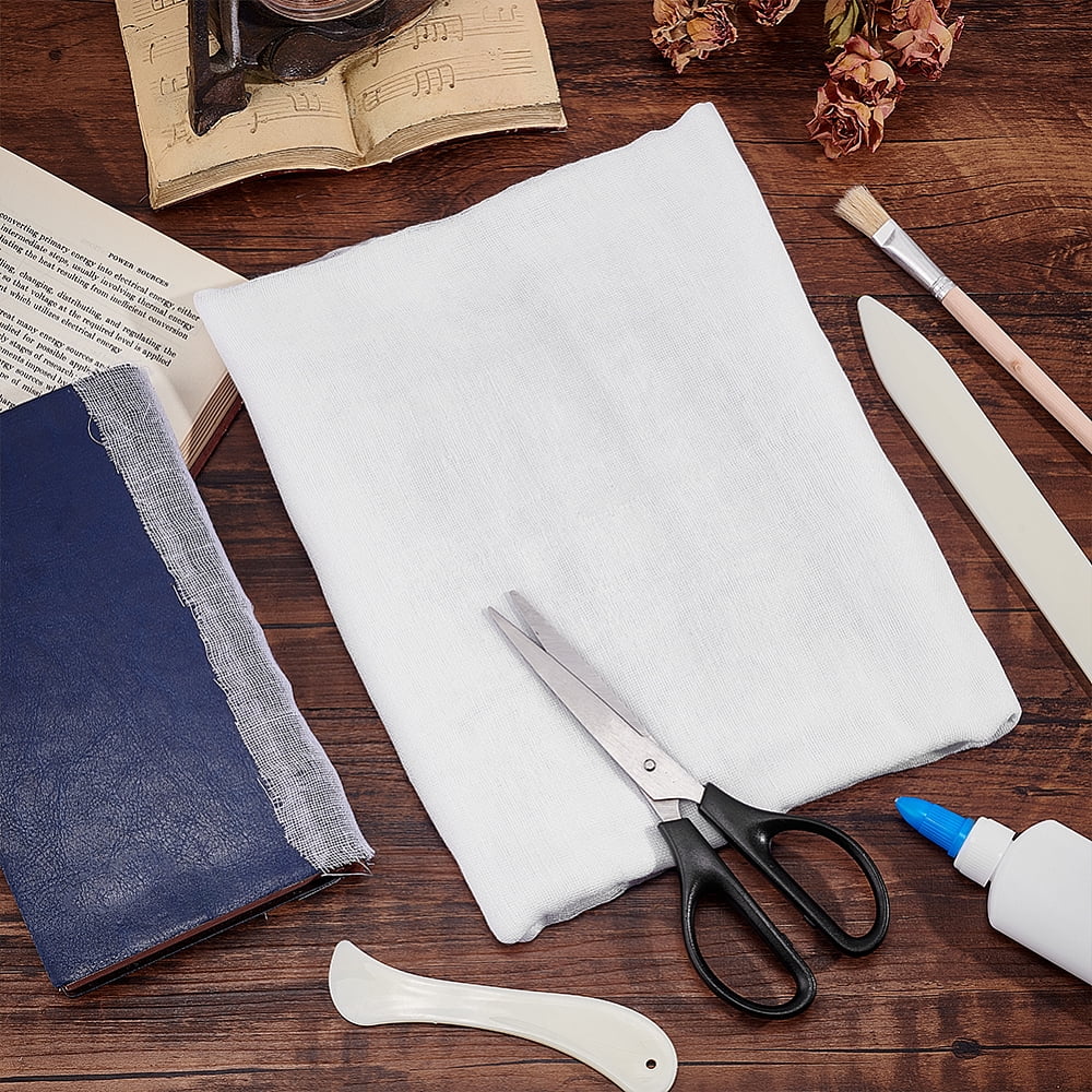 1set Book Binding Cloth Kits Binding Tools Set with 2Sheets White Cotton Cloth Fabric Book Cloth 2pcs Bone Folder Paper Creaser 1 Brush