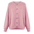 thumbnail image 4 of Holzkary Button Down Cardigans Sweater for Women Loose Crewneck Long Sleeve Knitted Casual Oversize Cropped Pullover Fall Trendy Winter Fashin 2026 Business Casual Sweaters for Women Pink M, 4 of 4