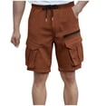 thumbnail image 2 of asjyhkr Cargo Shorts for Men Cotton Lightweight Breathable Drawstring Elastic Waist Work Vacation Shorts with Pockets, 2 of 3