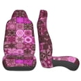 thumbnail image 3 of Easy to Install Car Universal Seat Cover, Pink Fractal Spiral Four Seasons Universal Front Seat Cover, 2-Piece, 3 of 8