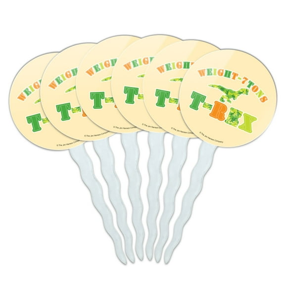 Dinosaur Train T-Rex Weight 7 Tons Cupcake Picks Toppers Decoration Set of 6